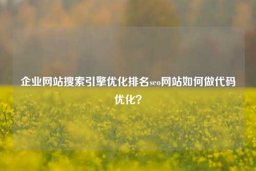 企业网站搜索引擎优化排名seo网站如何做代码优化？-第1张图片-温柔治愈励志文案网