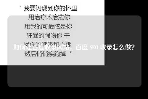 如何让百度收录网站，百度 SEO 收录怎么做？-第1张图片-温柔治愈励志文案网