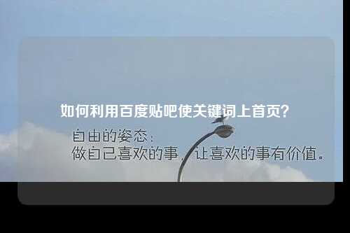 如何利用百度贴吧使关键词上首页？-第1张图片-温柔治愈励志文案网