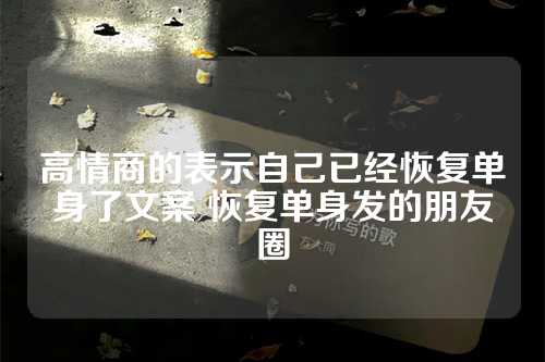 高情商的表示自己已经恢复单身了文案 恢复单身发的朋友圈-第1张图片-温柔治愈励志文案网