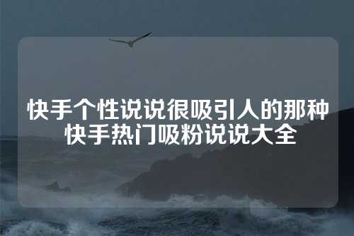 快手个性说说很吸引人的那种 快手热门吸粉说说大全