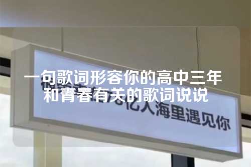 一句歌词形容你的高中三年 和青春有关的歌词说说-第1张图片-温柔治愈励志文案网