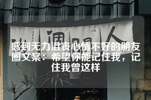 感到无力沮丧心情不好的朋友圈文案：希望你能记住我，记住我曾这样-第1张图片-温柔治愈励志文案网