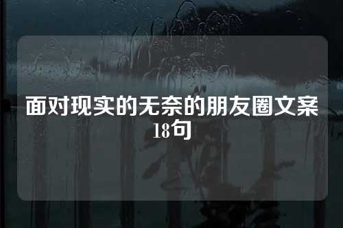 面对现实的无奈的朋友圈文案18句-第1张图片-温柔治愈励志文案网