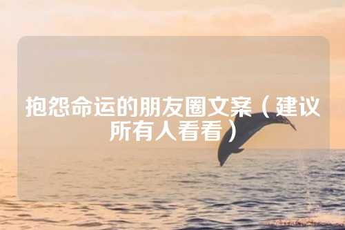 抱怨命运的朋友圈文案（建议所有人看看）