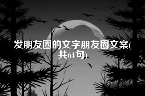 发朋友圈的文字朋友圈文案(共64句)